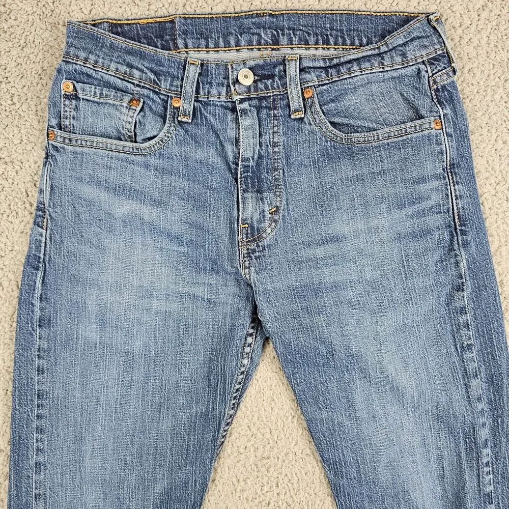 Levis 502 Jeans Mens 30x27 Blue Stretch Regular Taper Casual Minimalist Whisker